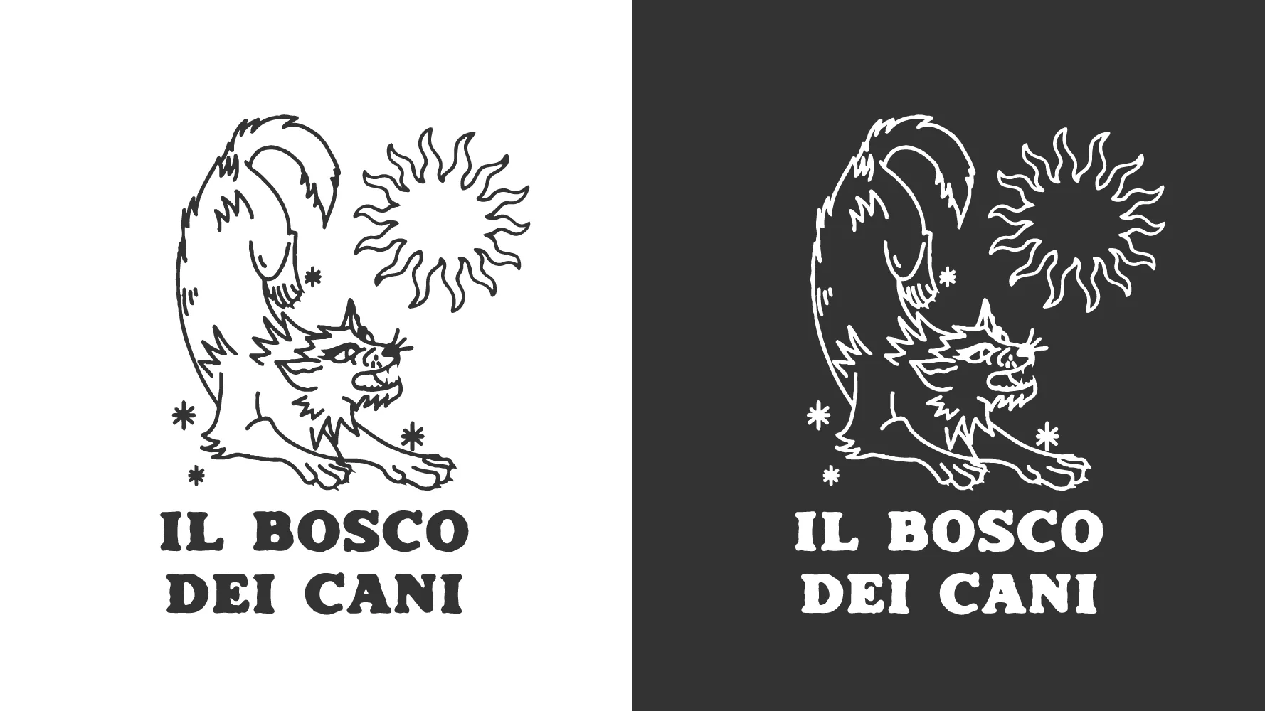 Logo illustrato del cane nelle versioni positiva e negativa
