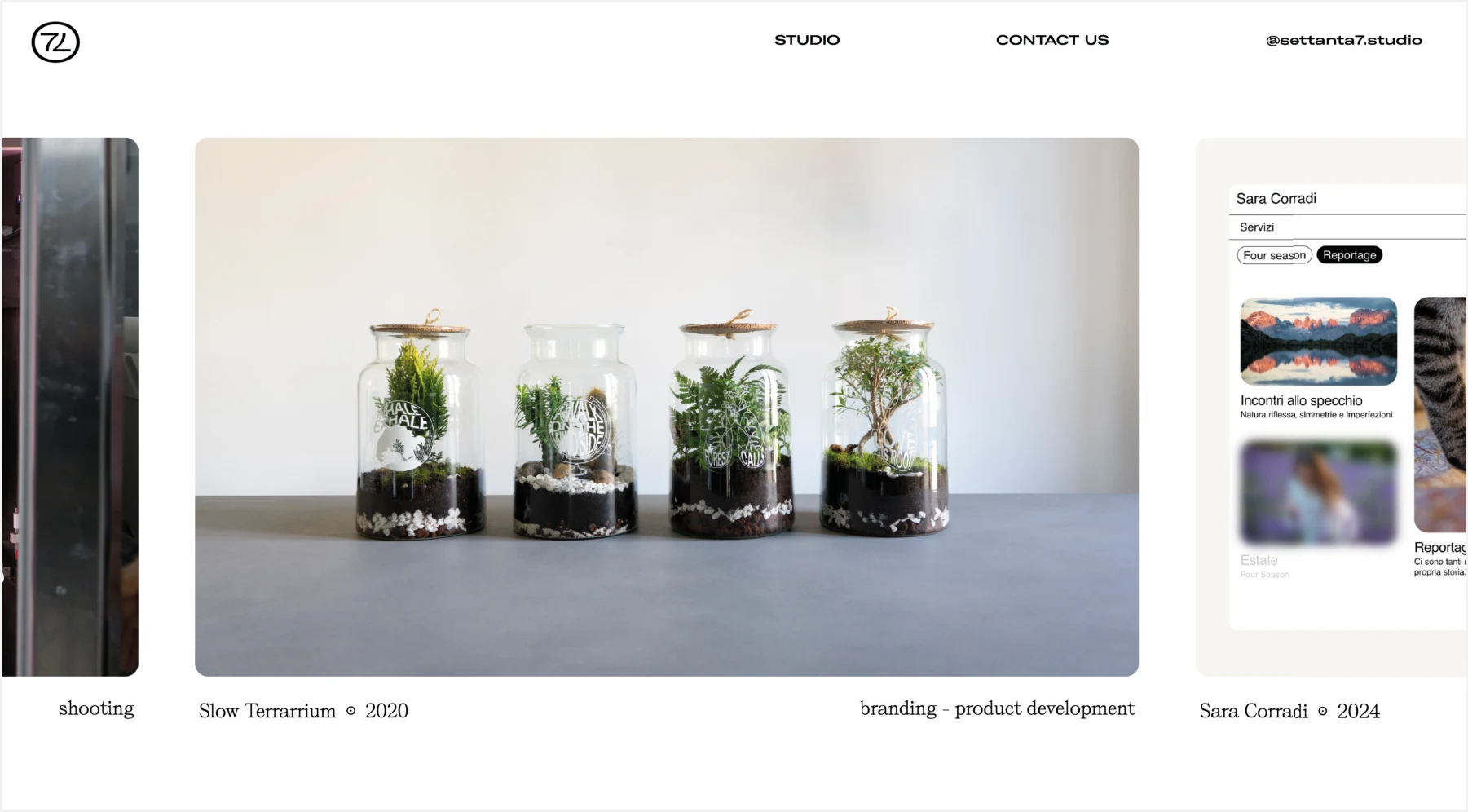 Homepage del sito Settanta7 Studio
